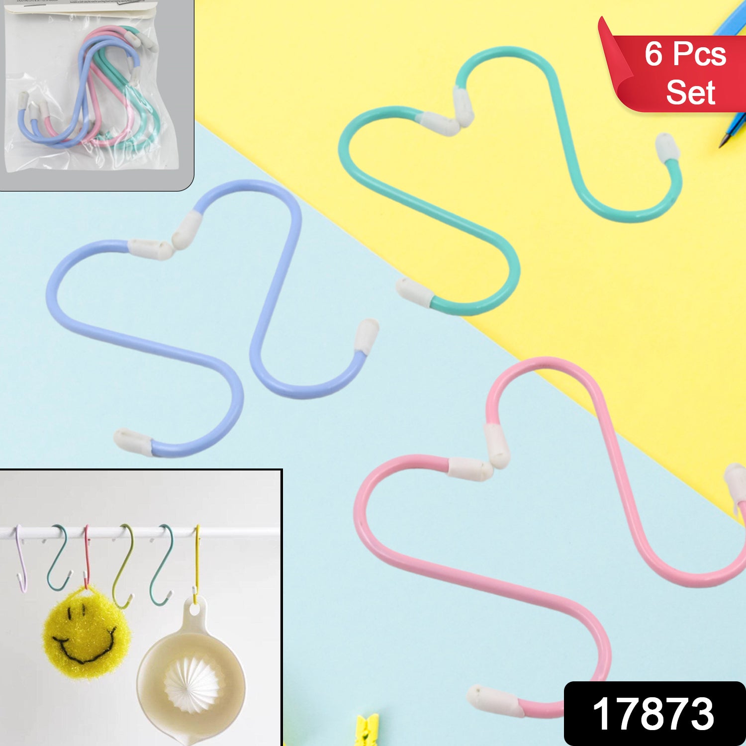 17873 S Shape Metal Hooks for Hanging, Heavy Duty S Shaped Hooks for Hanging Clothes, Metal Hooks for Kitchen, Wardrobe, Work Shop, Bathroom, Garden, Office (6 Pcs Set) 17873 S Shape Metal Hooks for Hanging, Heavy Duty S Shaped Hooks for Hanging Clothes, Metal Hooks for Kitchen, Wardrobe, Work Shop, Bathroom, Garden, Office (6 Pcs Set)